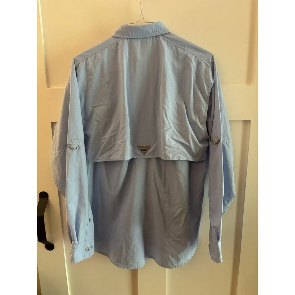 Columbia PFG Bahama Shirt Mens Medium Blue Long Sleeve Fishing Button Up Vent
